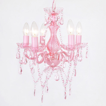 pink crystal light fixture