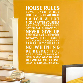 VistaDecals House Rule,17 House Rules, Wall Quote Decal | Temple & Webster