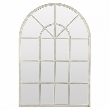 Global Gatherings White Arched Iron Wall Mirror with Panes | Temple ...