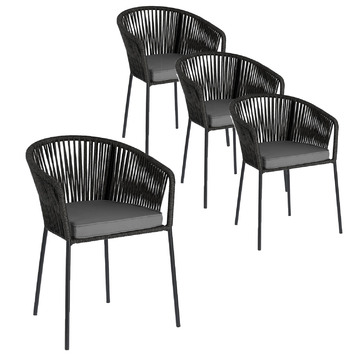 black rope dining chairs