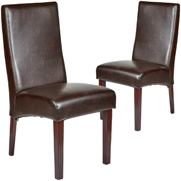 New Life Lighting Dark Brown Eva Recycled Leather Dining Chairs Reviews Temple Webster
