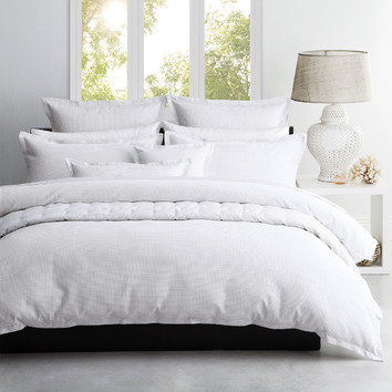 Platinum White Waffle Ascot Cotton-Blend Quilt Cover Set | Temple & Webster