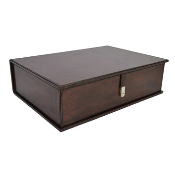 Kundra Dark Leather Document Box | Temple & Webster