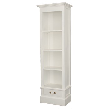 La Verde White 1 Drawer Bookcase, White Bookcase With Doors And Drawers