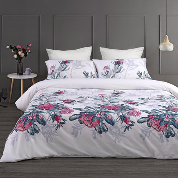 Onkaparinga Waratah Printed Cotton Quilt Cover Set | Temple & Webster