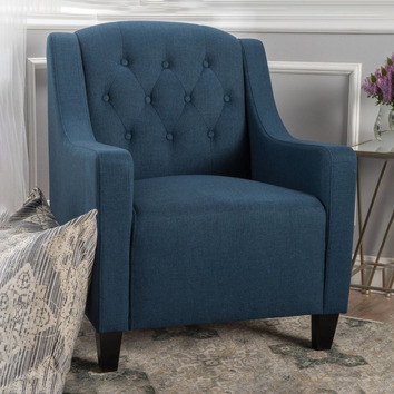 Furniture Market Dark Blue Canberra Fabric Armchair | Temple & Webster