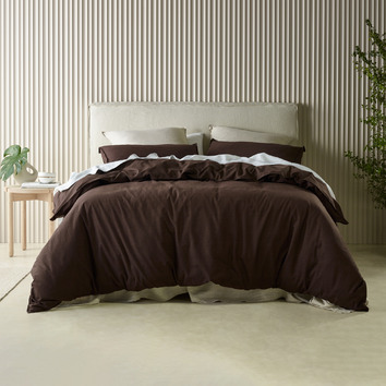 Bianca Chocolate Acacia Cotton Quilt Cover Set | Temple & Webster