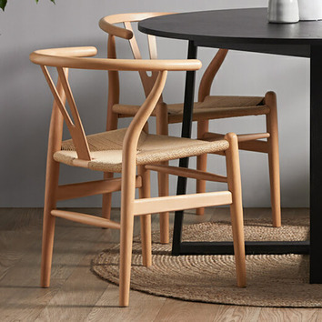 Hans Wegner Replica Wishbone Chairs, Norwegian Danish Tapered Dining Chairs