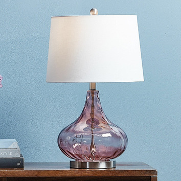 Hyde Park Home Pink Tear Drop Glass, Pink Glass Table Lamp Shade