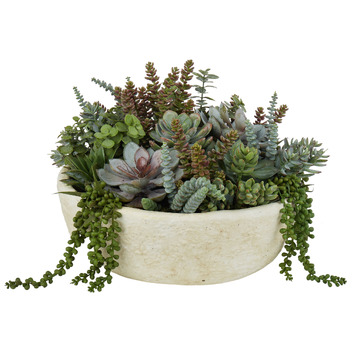 37cm Faux Succulent with Cement Pot | Temple & Webster