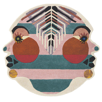 Gemini Zodiac Hand-Tufted Wool-Blend Round Rug | Temple & Webster