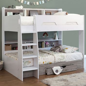 Vic Furniture Castel Single Bunk Bed, Bunk Bed Shelf For Top