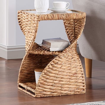 Cable Management Box With Lid Handwoven Real Water Hyacinth Cord Hider Organizer Boxes, 2 Side Open Slots Storage Box To Hide Cords Power Strip For - View #2