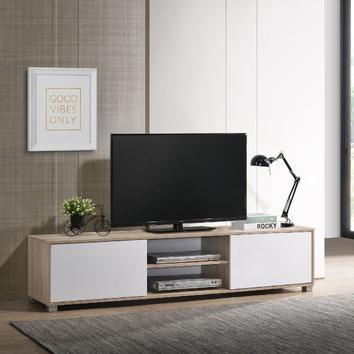 Core Living 180cm Natural & White Avery TV Unit | Temple & Webster