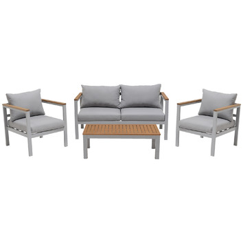 Temple Webster 4 Seater Maui Outdoor Aluminium Eucalyptus Wood Lounge Set Webster 4 Seater Maui Outdoor Aluminium, Outdoor Furniture Maui
