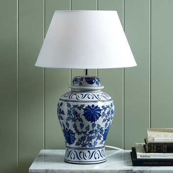 Blue Ceramic Ginger Jar Table Lamp, Jar Floor Lamp