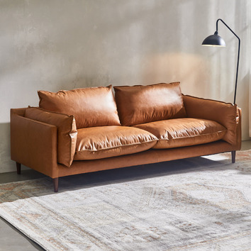 Temple & Webster Terry 3 Seater Genuine Leather Sofa