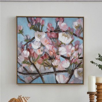 Temple & Webster Blooming Cherry Blossoms Framed Canvas Wall Art