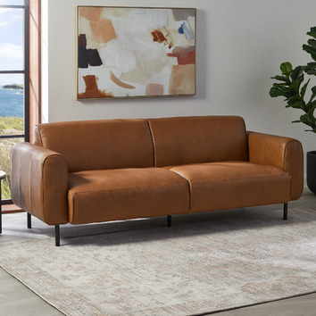 Temple & Webster Bailey 3 Seater Genuine Leather Sofa