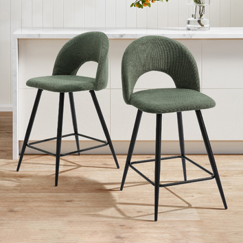 65cm Sophia Chenille Barstools | Temple & Webster