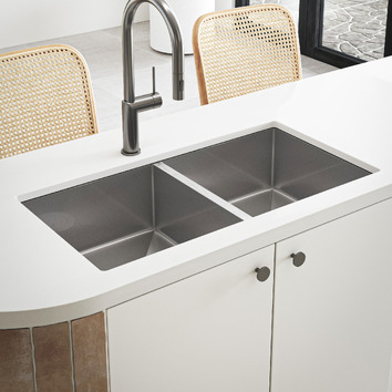 Swanson Double Bowl Stainless Steel Kitchen Sink Temple Webster   Swanson Double Bowl Stainless Steel Kitchen Sink 