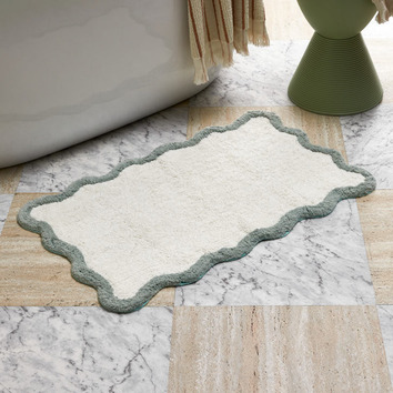 Temple & Webster Wavy Cotton-Blend Bath Mat