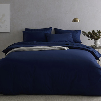 plain blue quilt cover