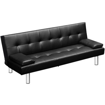 Dwellhome Black 3 Seater Faux Leather Sofa Bed Reviews Temple