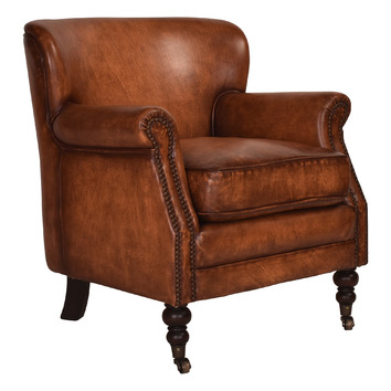 Tan Heron Leather Armchair | Temple & Webster