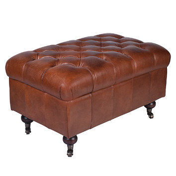 Chartwell Home Paddy Leather Storage Ottoman Bench | Temple & Webster