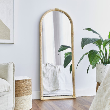 Maddison Lane Emmy Arched Rattan Floor Mirror | Temple & Webster