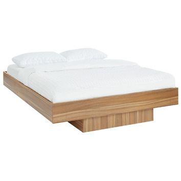 Walnut Nook Floating Bed Base, White Floating Bed Frame