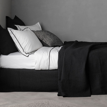 white duvet with black piping