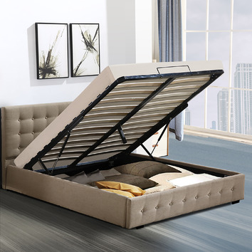 Oakleigh Home Tyler Gas Lift Storage Bed Frame | Temple & Webster