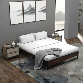 Chiswick Living Black Sandor Metal & Wood Bed | Temple & Webster