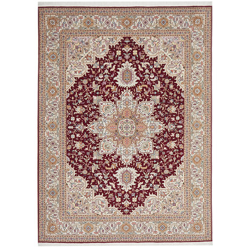 Large Red Loop Wool Rug Red Raj Hand-Knotted Wool Rug | Temple & Webster