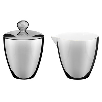 YBK Tech Bone China Sugar Bowl & Milk Jug Set - Porcelain Coffee Serving Set With Floral Pattern
