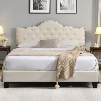 EvieHome Holt Button-Tufted Bed Frame | Temple & Webster