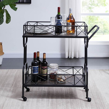 EvieHome Ashford Industrial Steel Bar Cart | Temple & Webster