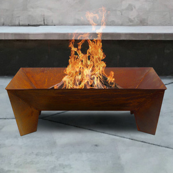 MilkcanProducts Nevada Rectangular Rust Fire Pit | Temple & Webster