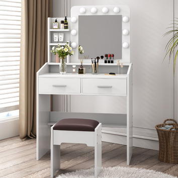 Ever Dreaming Living Yuna LED Dressing Table & Stool Set | Temple & Webster