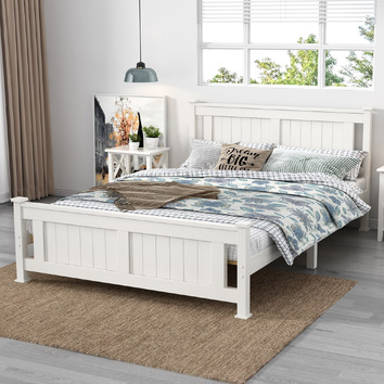 Ever Dreaming Living Rustic White Painted Berkeley Pine Wood Bed ...