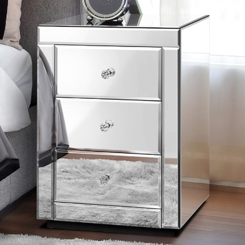 very glass bedside table