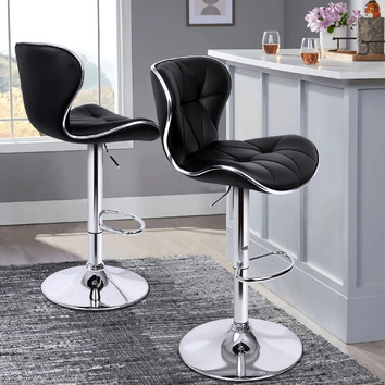 HoxtonRoom Leana Faux Leather Adjustable Barstools | Temple & Webster