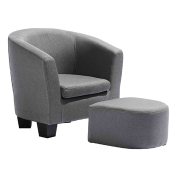 white chair and ottoman set