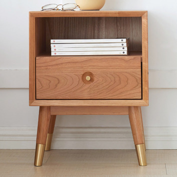 Modern Collective Clayton Cherry Wood Bedside Table | Temple & Webster