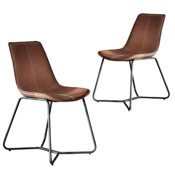 Brown Hawking Faux Leather Dining, Distressed Brown Leather Dining Chairs