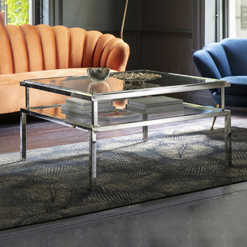 pewter and glass coffee table