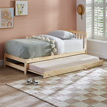 LivingFusion Yesenia Pine Wood Single Bed with Trundle | Temple & Webster