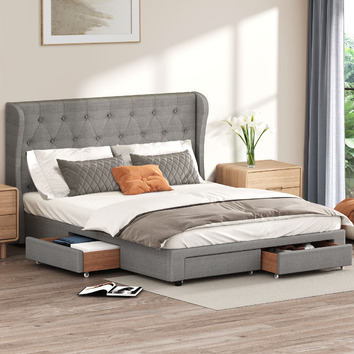 LivingFusion Lionel Bed Frame with Storage | Temple & Webster